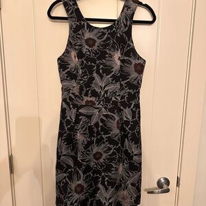 RW Co Floral Sleeveless Black Dress with pockets.